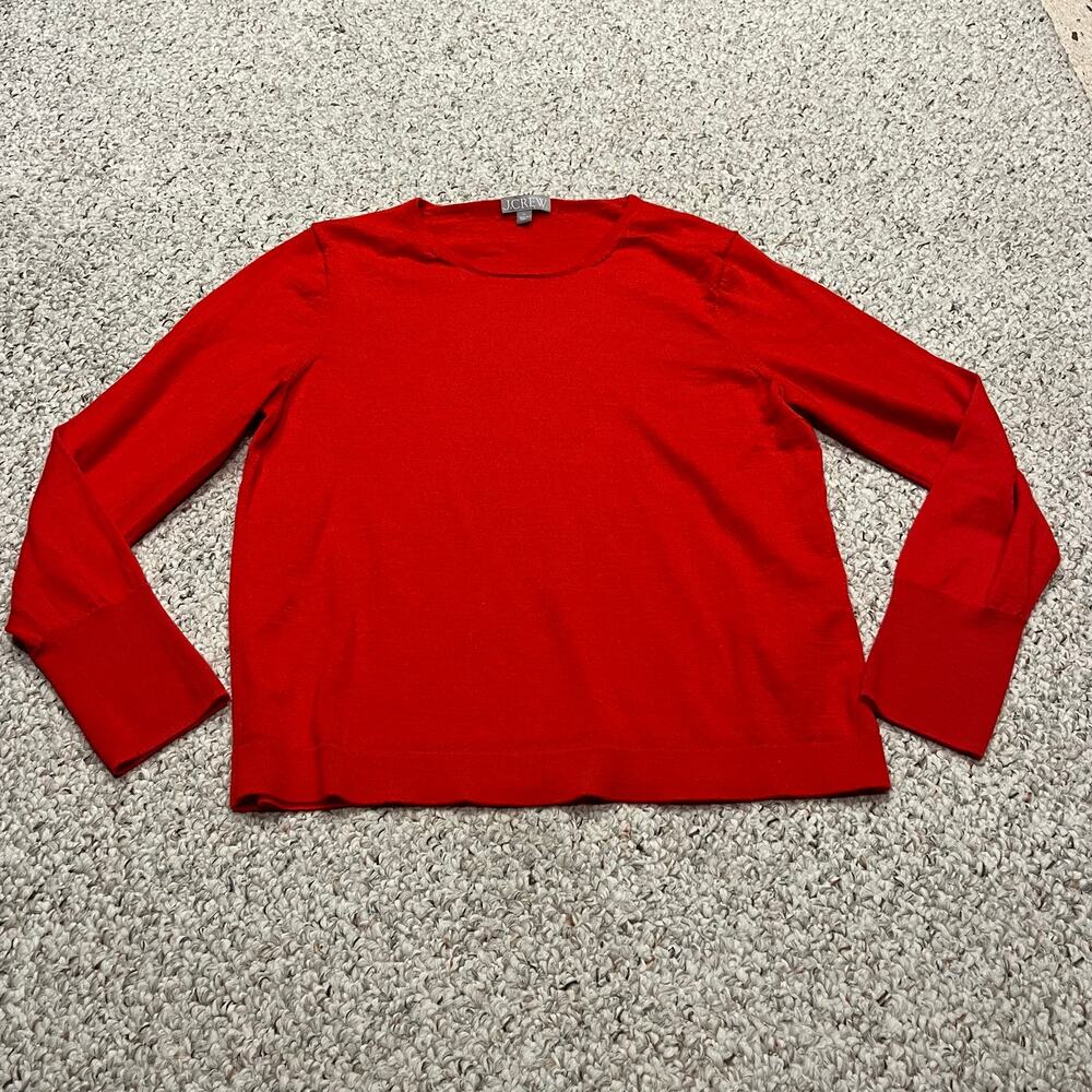 J Crew Halle Crewneck Sweater XL Merino Wool Preppy Classic Casual Quiet Luxury